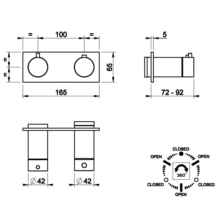 Gessi Встраиваемый термостат для душа, с 3мя независимыми выходами, Ingranaggio, 63336#031 цвет: хром