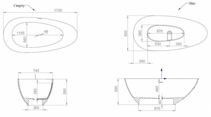 Salini ванна отдельностоящая 172x82,5, paola, 101512g цвет: глянцевый белый