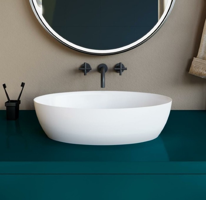 Salini раковина накладная 58x35, alda, 110611g цвет: глянцевый белый