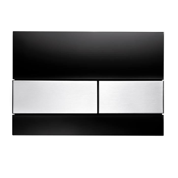 TECE панель смыва с двумя клавишами стеклянная, нержав. сталь, square - 9240806