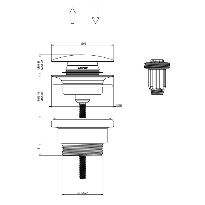 Gessi Донный клапан нажимной “Stop&Go”, для раковин, без перелива 316, золото - 54599#727