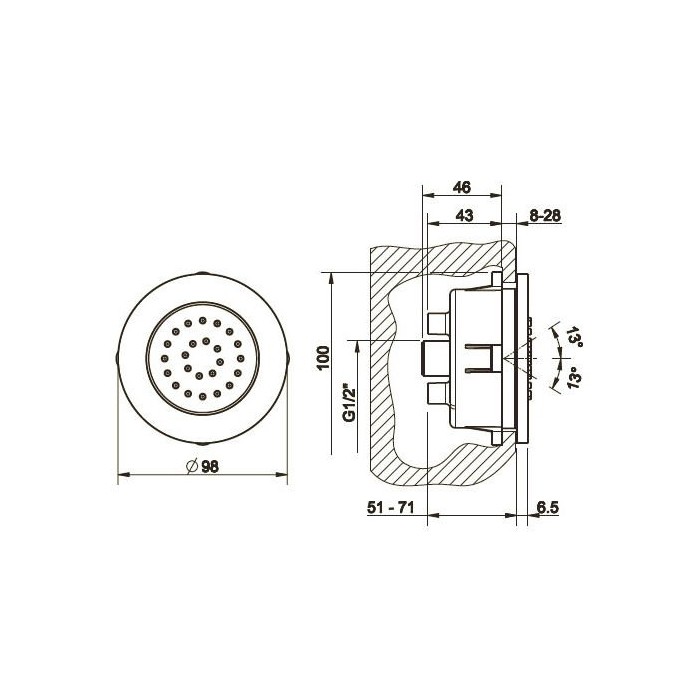 Gessi Встраиваемая поворотная боковая форсунка, Body Jets, 32982#031 32985#031 цвет: хром