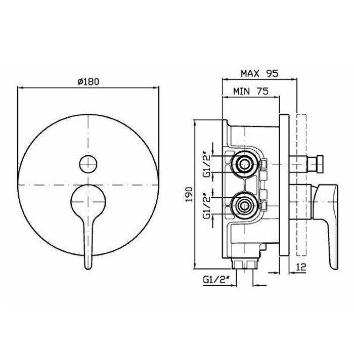 Zucchetti смеситель для душа, встраиваемый для zetasystem, с переключателем потоков, medameda, хром арт. zmm096