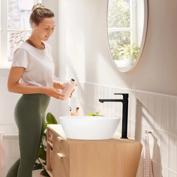 Hansgrohe смеситель для раковины с донным клапаном coolstart, Rebris S, черный арт. 72590670