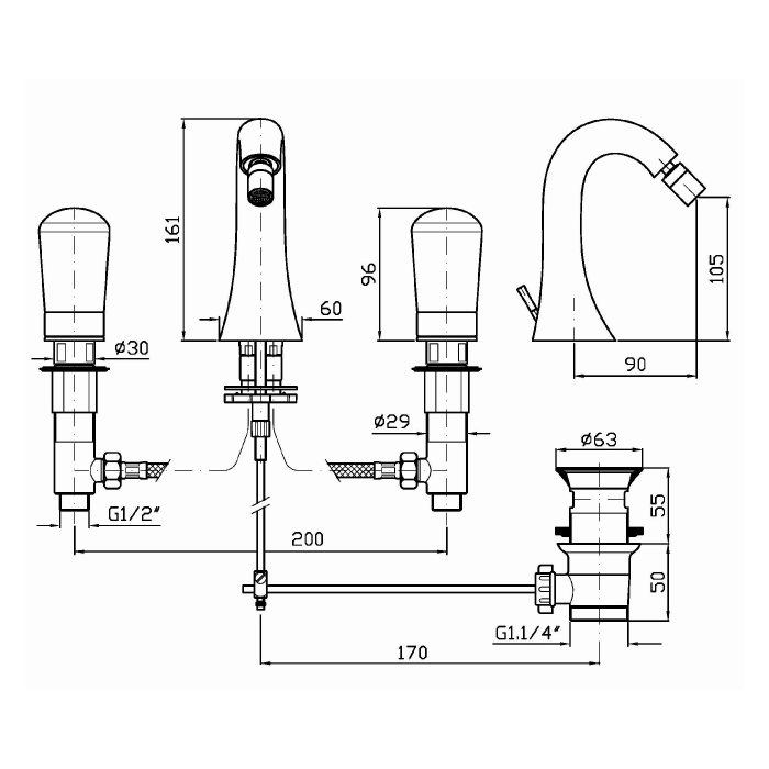 Zucchetti смеситель с аэратором, nude, хром арт. znu675