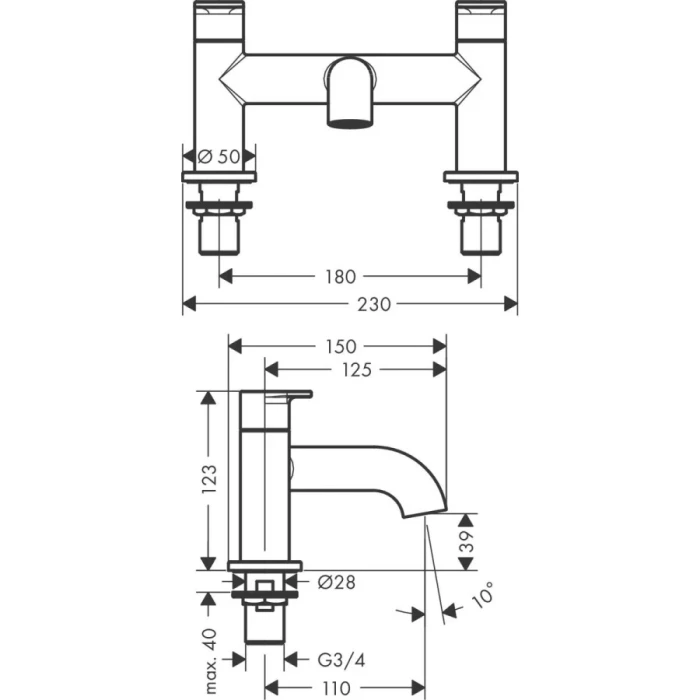 Hansgrohe смеситель на борт ванны, Vernis Blend, черный арт. 71442670