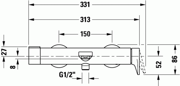 Duravit однорычажный смеситель для душа на 2 отверстия, tulum, tu5230000046 цвет: черный матовый