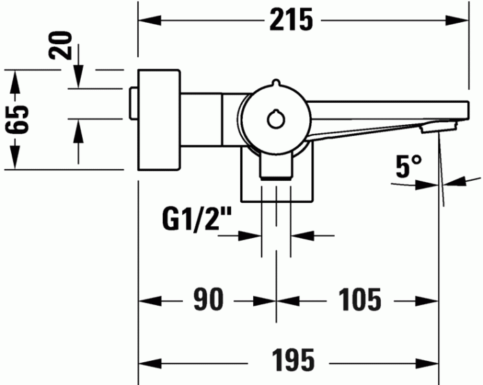 Duravit однорычажный смеситель для душа на 2 отверстия, tulum, tu5230000046 цвет: черный матовый