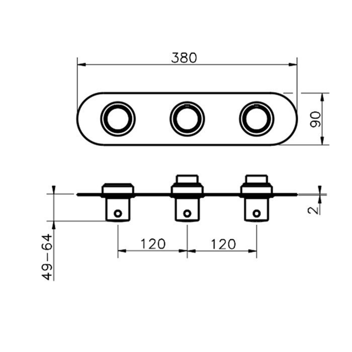 Cisal термостат для ванны на 2 потребителя - внешняя часть sm01r20040 slim cisal, цвет: чёрный матовый