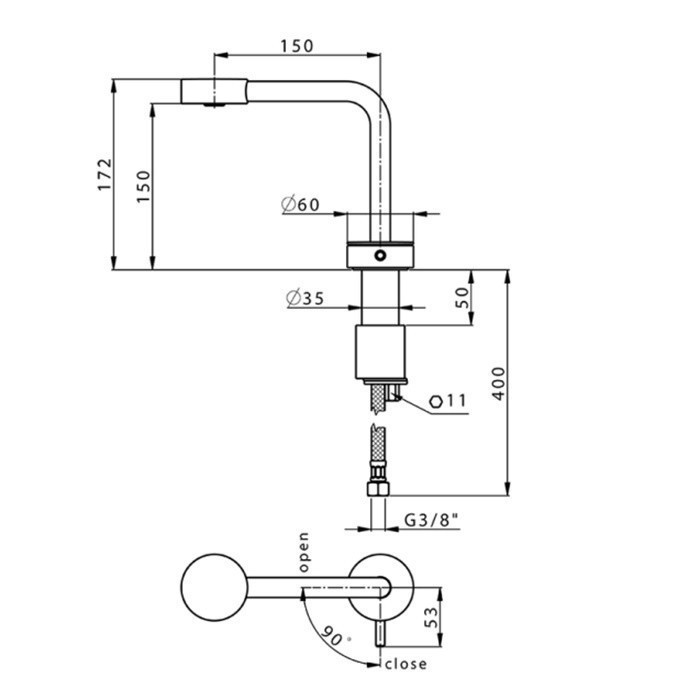 Cisal смеситель для раковины sm00073040 slim cisal, цвет: чёрный матовый