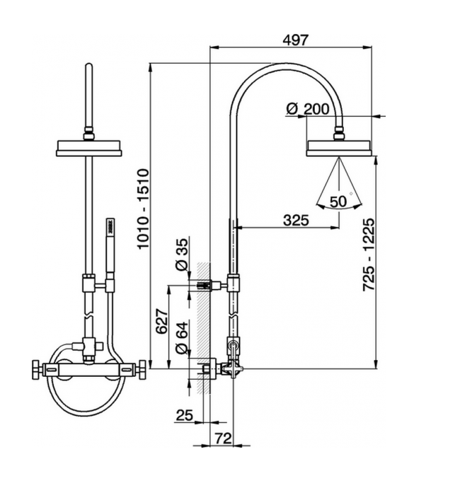 Cisal душевая система, термостат, bq00408021 barcelona quad цвет: хром