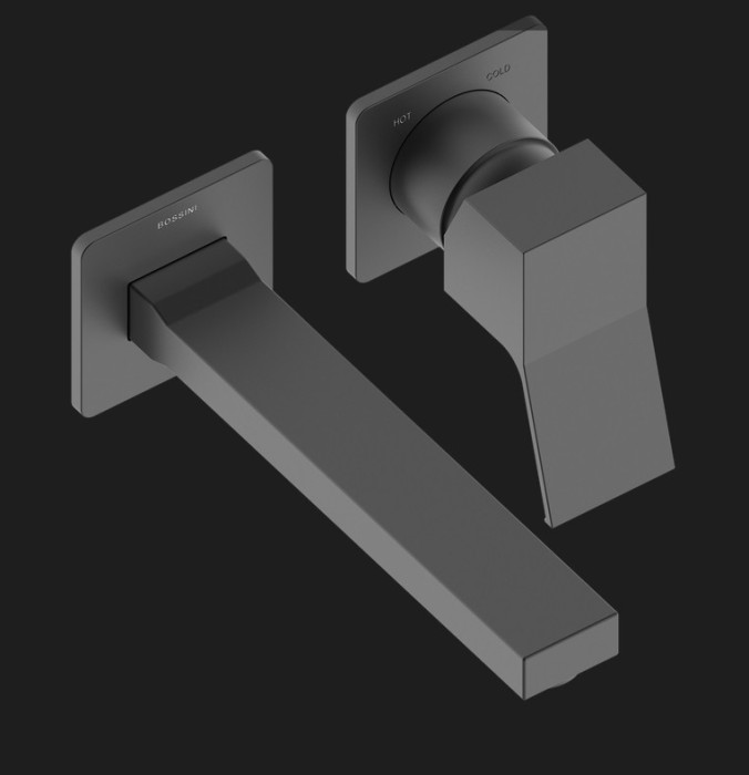 Bossini внешняя часть настенного однорычажного смесителя для раковины без донного клапана, aki, черный арт. z00731.073