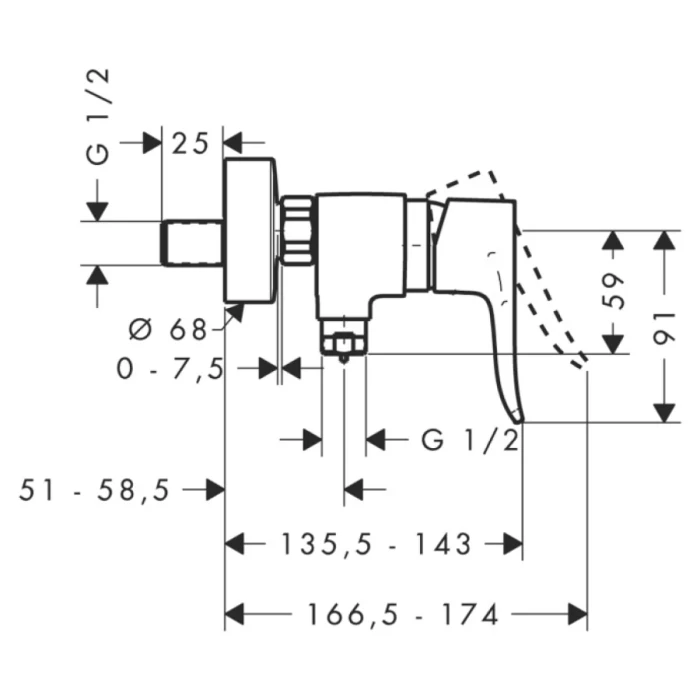 Hansgrohe смеситель для душа, Metris, хром арт. 31680000