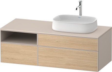 Duravit тумба подвесная с вырезом под раковину справа 550 мм х 1300 мм х 442 мм, zencha, ze4829030830000 цвет: натуральный дуб/серо-коричневый суперматовый