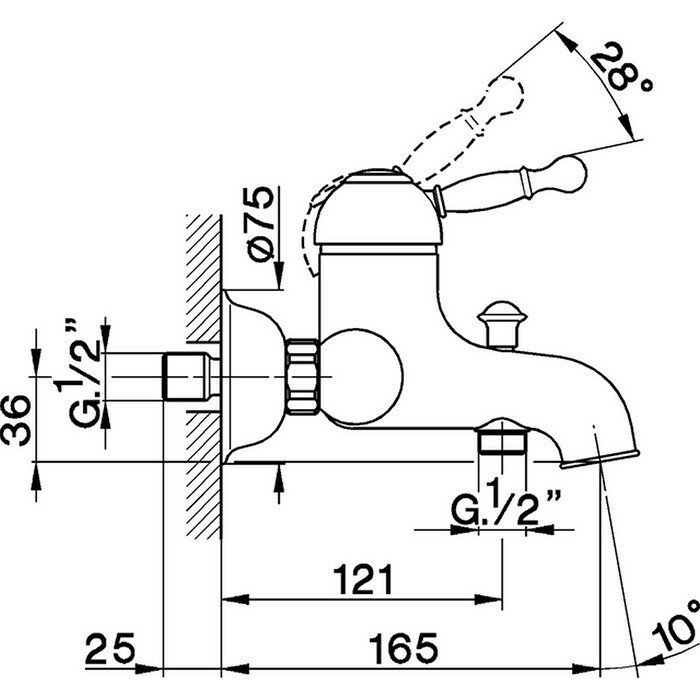 Cisal смеситель однорычажный настенный для ванны и душа ay00013024 arcana royal, цвет: золото