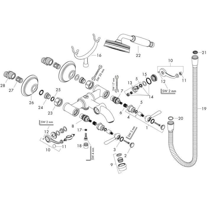 AXOR смеситель для ванны, Montreux, хром арт. 16551000