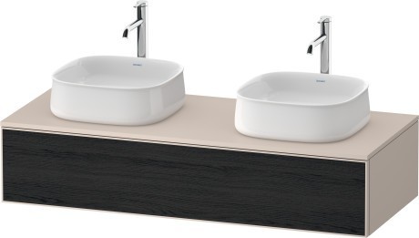 Duravit тумба подвесная под две раковины 550 мм х 1300 мм х 281 мм, zencha, ze4813b16830000 цвет: чёрное стекло/серо-коричневый суперматовый