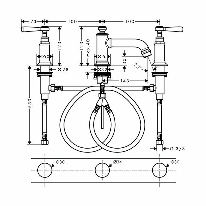 AXOR смеситель для раковины, Montreux, золото арт. 16535990