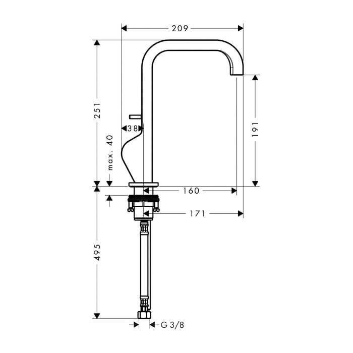 AXOR смеситель для раковины, с тонкой рукояткой, Citterio, золото арт. 39034990