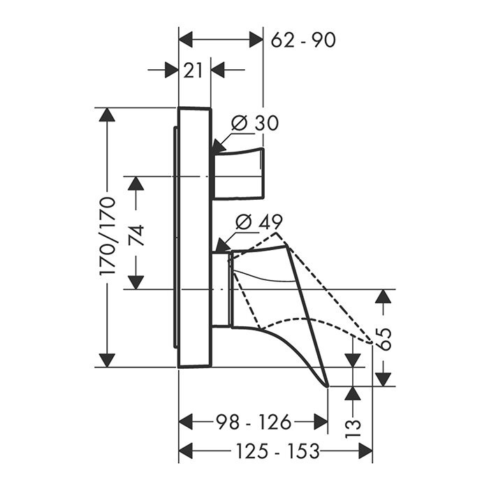AXOR смеситель для ванны, Starck Organic, красное золото арт. 12415300