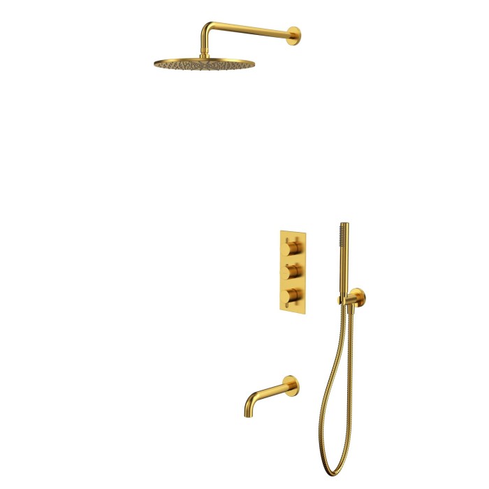 Термостатическая душевая система скрытого монтажа, Whitecross Y brushed gold, брашированное золото арт. YSET11GLB