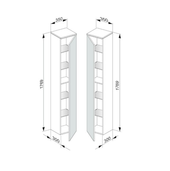 Keuco шкаф высокий подвесной петли слева, 4 стеклянные полки, edition 400, антрацит арт. 31730 710001