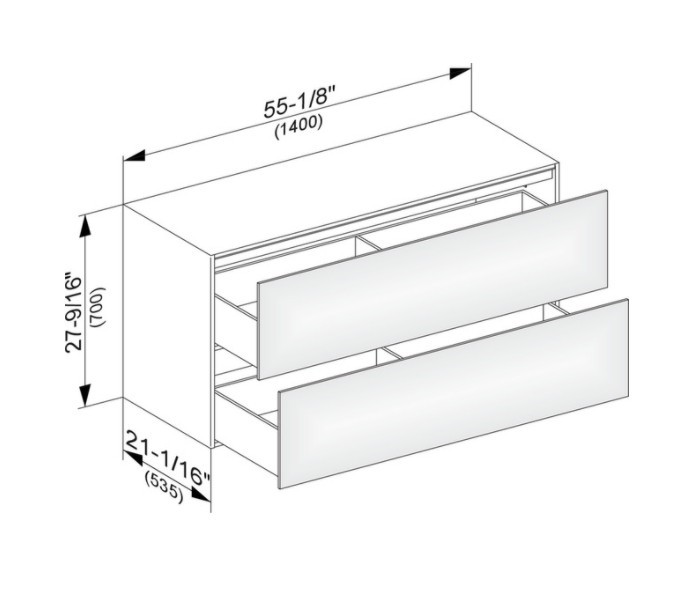 Keuco тумба боковая подвесная с двумя выдвижными фронтами, edition 11, табачный дуб арт. 31327 850000