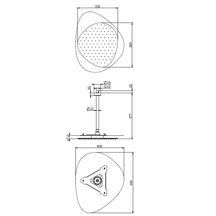 Fima Carlo Frattini верхний душ cloud, в комплекте с потолочным держателем 300 мм., верхняя пластина хром wellness, хром арт. f2652ccr