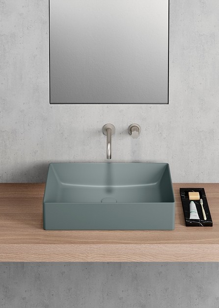 GSI Раковина накладная 60х37х13 см, санфаянс, серый матовый, Kube-x - 945304