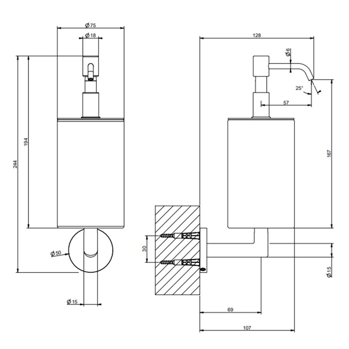 Gessi Дозатор для мыла настенный белый, Tondo, 63613#299 цвет: black xl