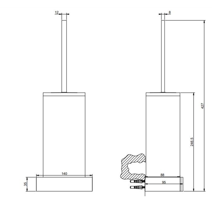Gessi Ершик для унитаза подвесной, Rettangolo, 20819#080 цвет: gold ccp/белый