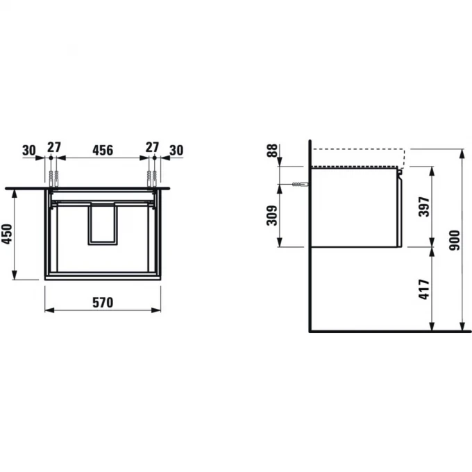 LAUFEN тумба под раковину 57x45, PRO S - 4.8337.2.096.463.1