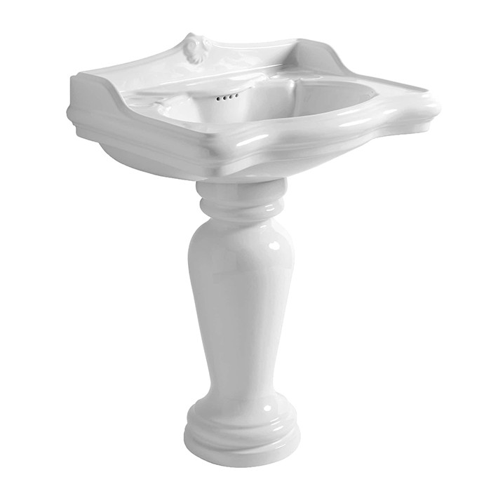 Azzurra раковина 70х55 см, 1 отв., на пьедестале, со спинкой, Azzurra, JULP0705500MBI/(JUB200/M bi)*1 JUCLT0000000BI/(JUB300 bi) цвет: белый