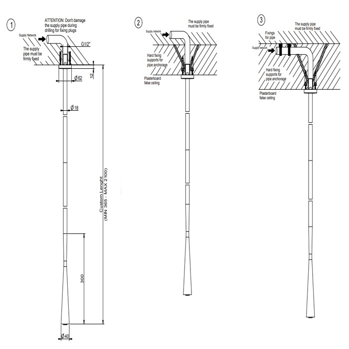 Gessi Потолочный излив, длина штанги под заказ, комбинируемый с удаленным управлением, Cono, 45199#031 цвет: хром
