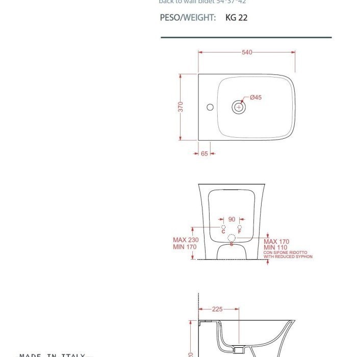 ArtCeram биде (напольное), cwb002 01 00 cow цвет: белый глянцевый