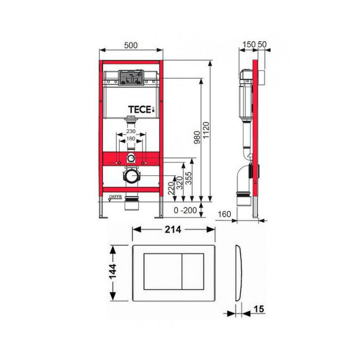TECE инсталляция для подвесного унитаза k 400 600, - k400600