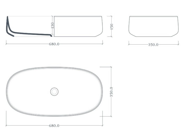 Раковина накладная 68x35 см, белый/покрытие Saniglaze, Art Ceram Cognac арт. COL005 01 34