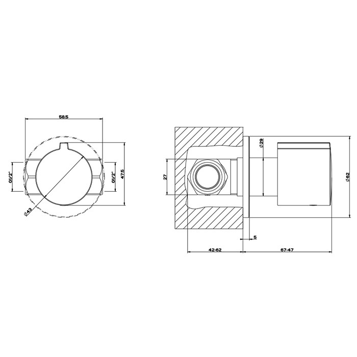 Gessi Встраиваемая часть для запорного вентиля, Emporio shower, 38309#031 цвет: хром