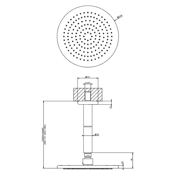 Gessi Верхний душ для потолочного крепления d216мм с инд.высотой (50-1800мм), Goccia, 33764#279 цвет: белый