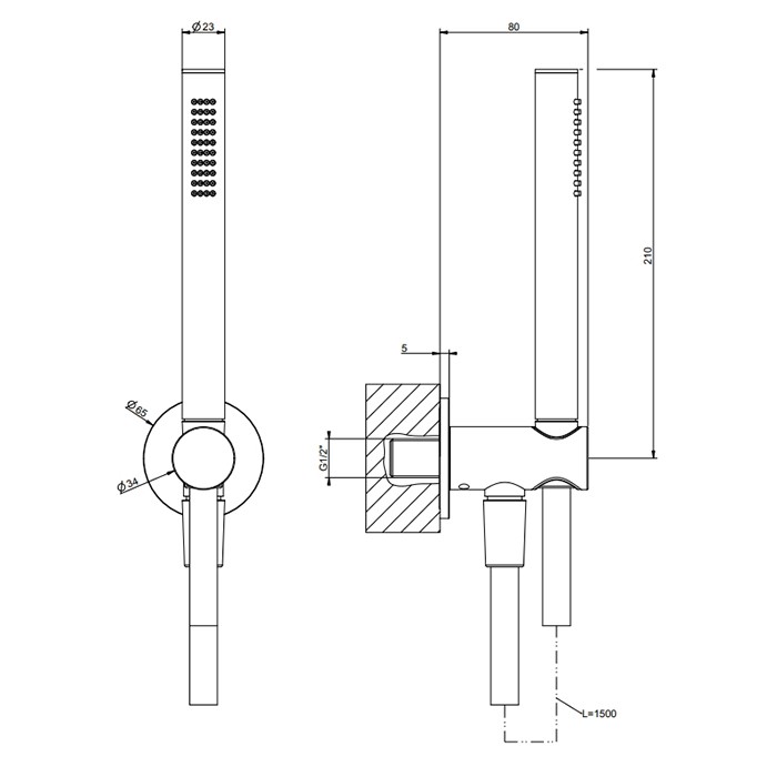 Gessi Душевой комплект с держателем с подводом воды, ручным душем и шлангом 150см., 63329#299 цвет: black xl