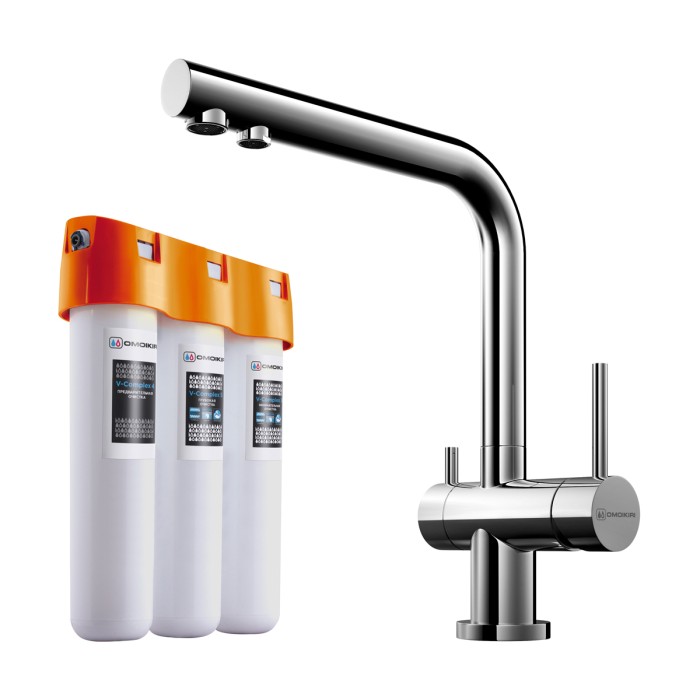 Omoikiri комплект смеситель+фильтр Nagano-C + Pure drop Lite, хром арт. 4146.8028