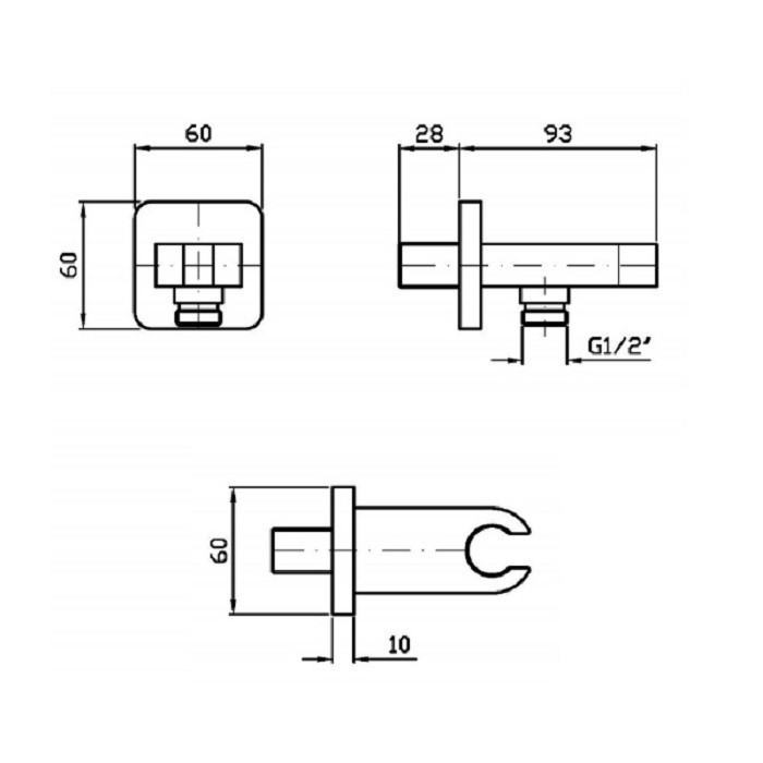 Zucchetti душевое подключение, с держателем для ручного душа, jingle, хром арт. z93938