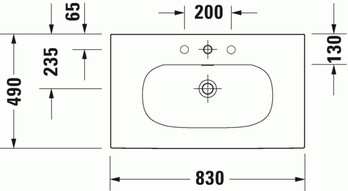 Duravit раковина подвесная 83х49см, viu, 2344830000 цвет: белый