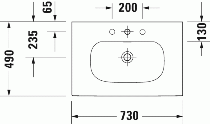 Duravit раковина подвесная 73х49см, viu, 2344730000 цвет: белый