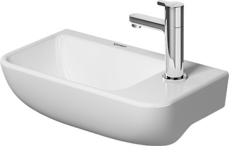 Duravit раковина ассиметричная подвесная с отверстием под смеситель справа, без перелива, me by starck, 0717400000 цвет: белый