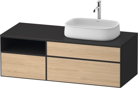 Duravit тумба подвесная с вырезом под раковину справа 550 мм х 1300 мм х 442 мм, zencha, ze4829030800000 цвет: натуральный дуб/графит суперматовый