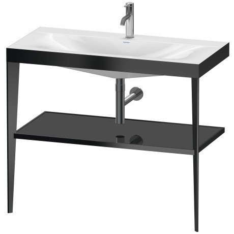 Duravit напольная консоль xviu/c-bonded 1000 мм х 850 мм, с умывальником viu, xviu, xv4716ob240 цвет: черный матовый/черный глянцевый лак