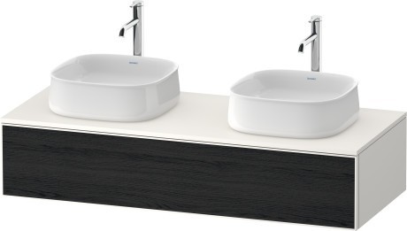 Duravit тумба подвесная под две раковины 550 мм х 1300 мм х 281 мм, zencha, ze4813b16840000 цвет: чёрный дуб/белый суперматовый