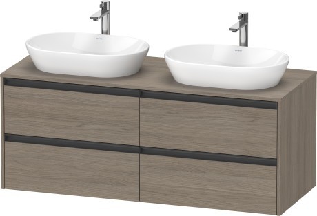 Duravit тумба подвесная под две раковины 550 мм х 1400 мм х 568 мм, ketho.2, k24898b35350000 цвет: дуб терра