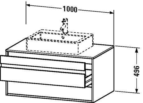 Duravit тумба подвесная под раковину с двумя выдвижными ящиками, ketho, 6655 18 цвет: gres pietra grey opaco